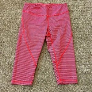 Zella Neon Pink & Black Stripe Athletic Capri Leggings